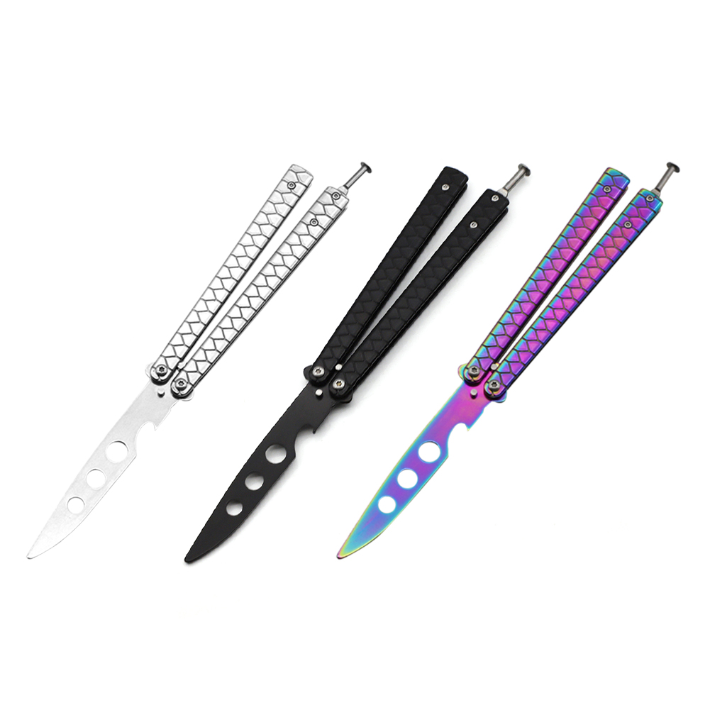 

Outdoor Portable Butterfly Practice Knife Blunt Reversible Training Combs, Silver, 501 Original