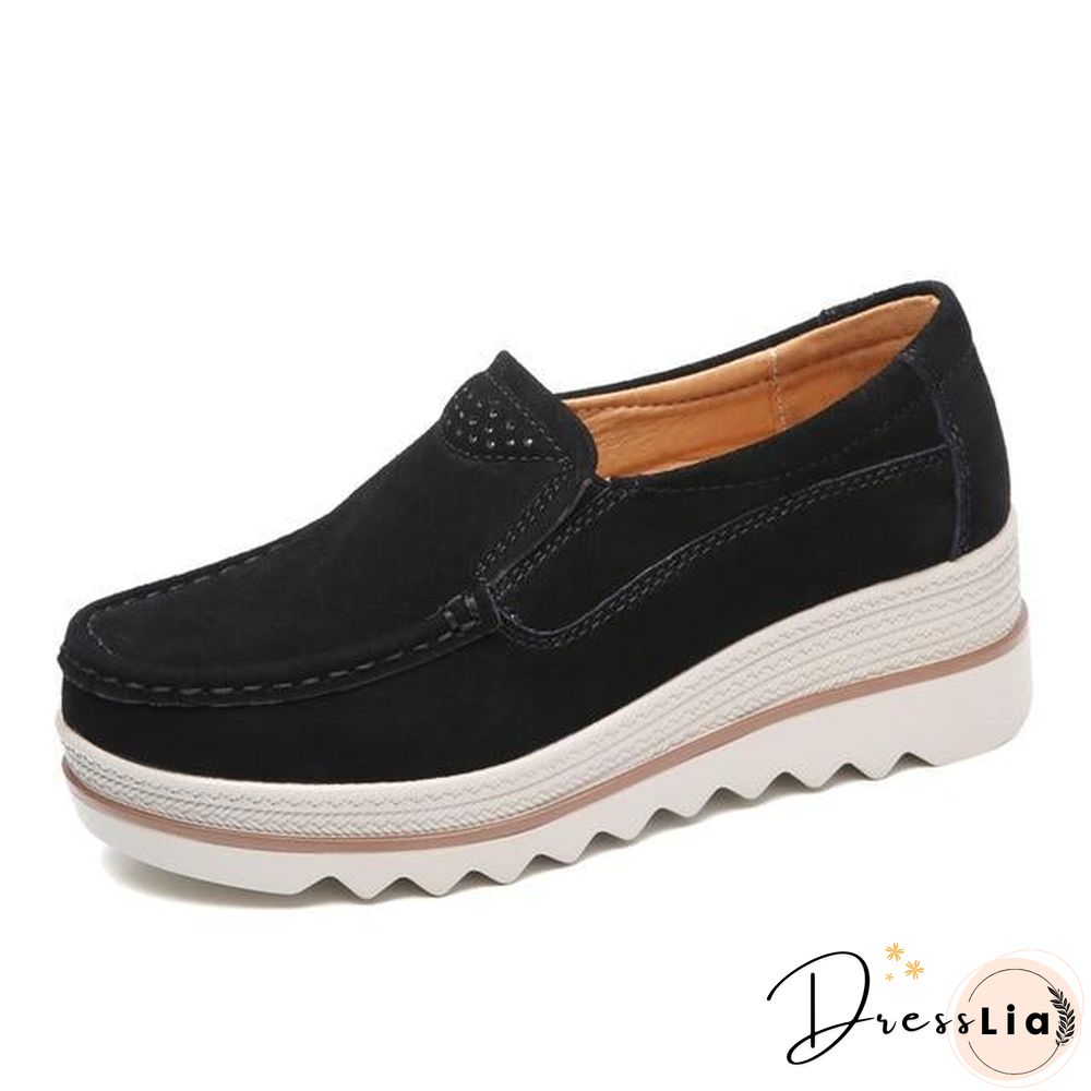 Women Shoes Platform Slip on Flats Loafers Moccasins Hollow Out Casual Shoes