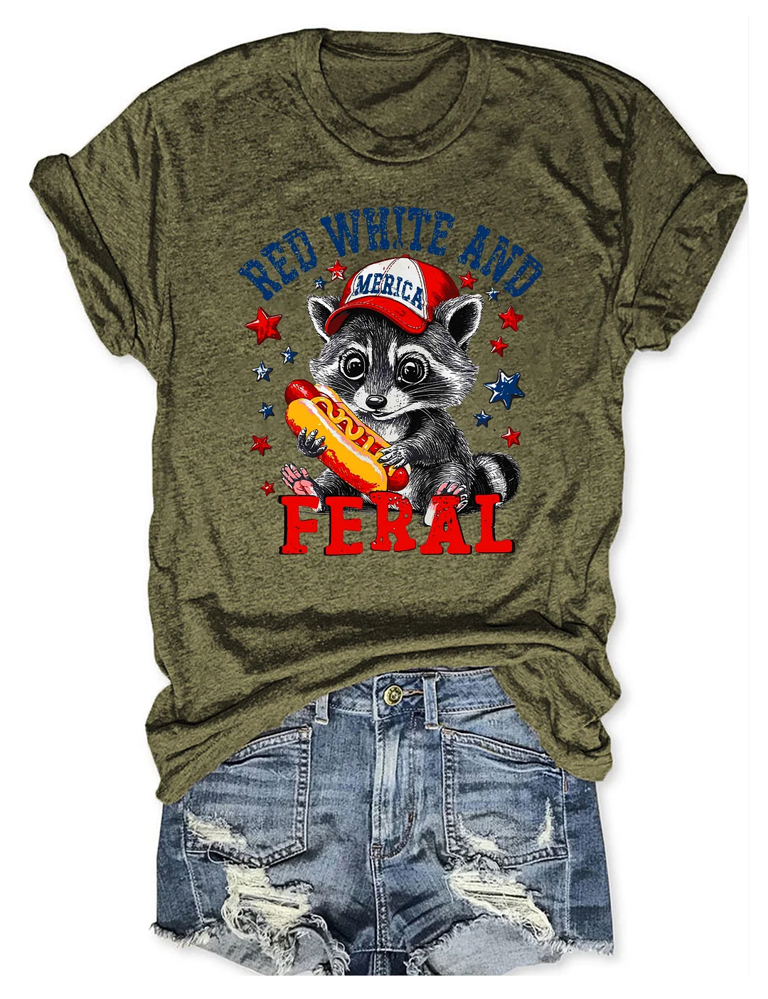 Red White And Feral T-shirt