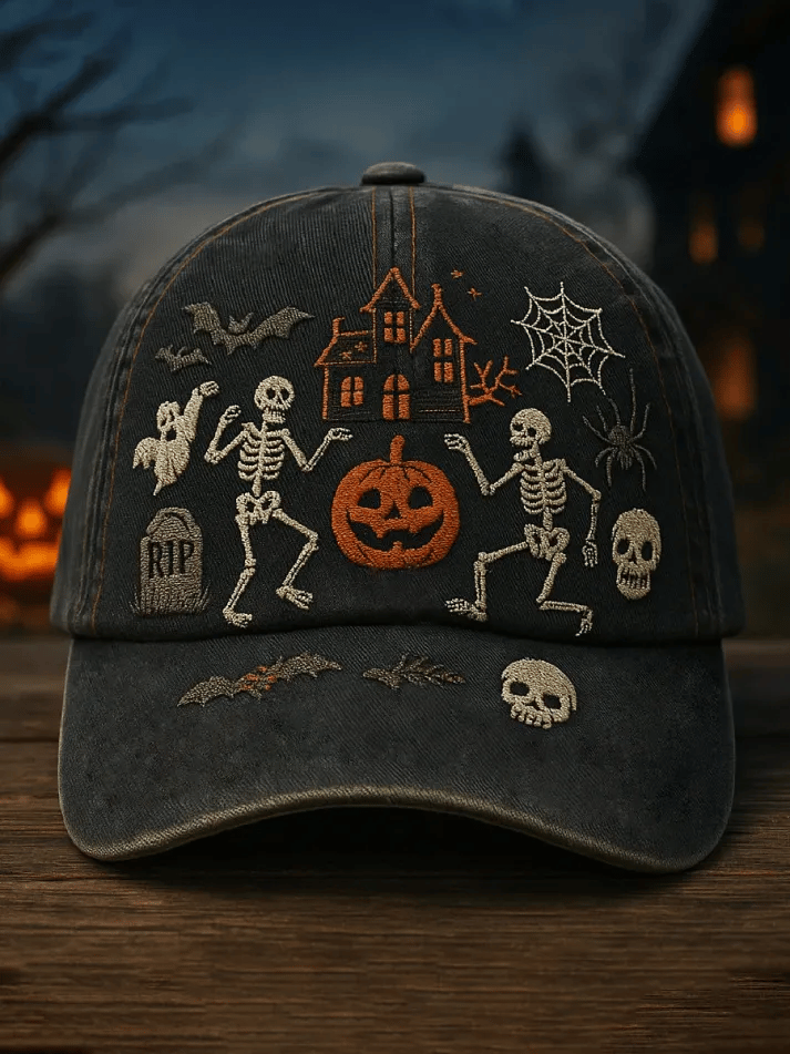Vintage Halloween Pumpkin Art Casual Print Hat 