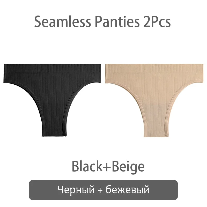 FINETOO Seamless Brazilian Panties Women 2Pcs/set T-back Underwear M-XL Panty Ladies Thongs Underpants Female Lingerie 9 Colors