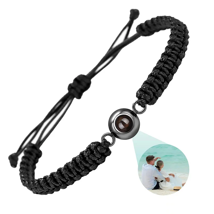 Personalized Photo Projection Couple Bracelet Braided Rope Circle Bracelet at Hiphopee