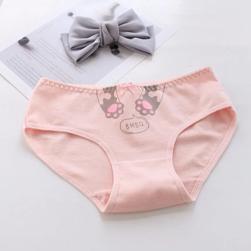 Women's Cartoon Underwear Panties Cotton Underpants Mid Waist Seamless Female Briefs Little Fresh Girl's Underwear Briefs