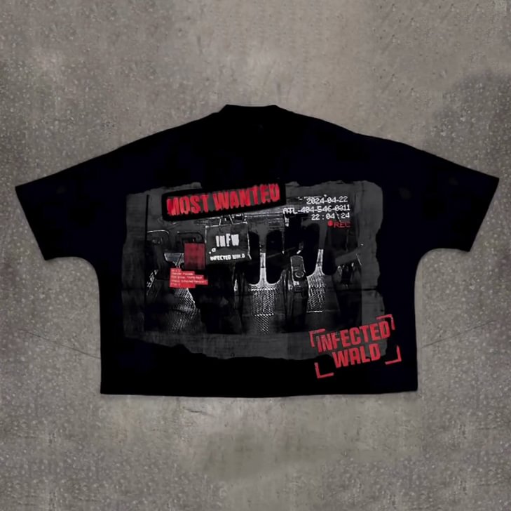 Vintage Wanted Graphic 100% Cotton Cropped T-Shirt