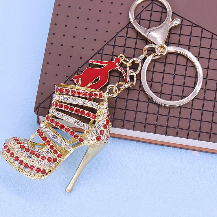 Hollow 3D Design White Red Diamond Stone Lady High Heel Shoes Fortitude Greek DST Delta Soror Key Chains