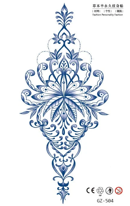 Temporary Waterproof Tattoos Stickers Creative Necklace Flower Juice Ink Lasting Girls Arm Neck Back Waist Buttocks Fake Tatoo