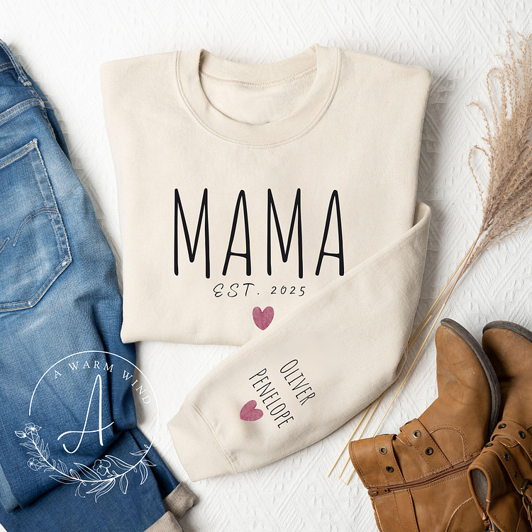 Mama Est Sweatshirt,Personalized Mother's Day Gift