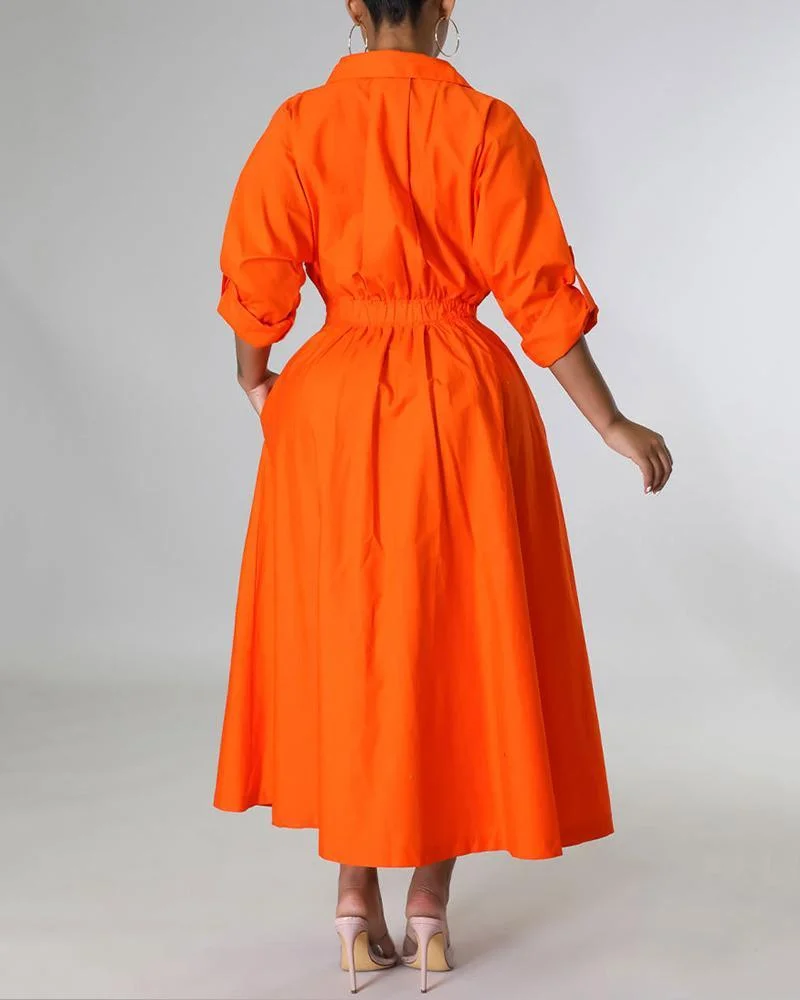 Casual Stylish Long Sleeve Shirt Dress