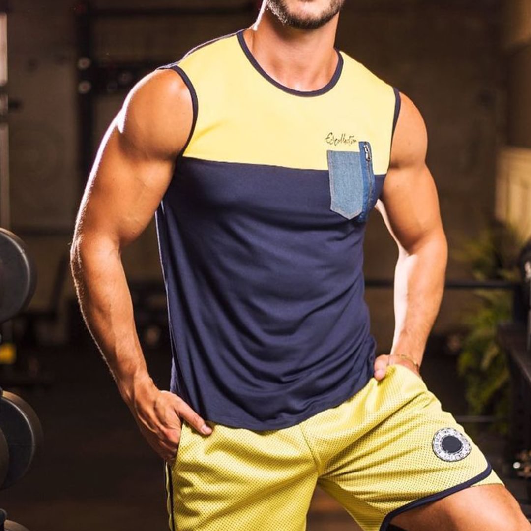 Men's Casual Breathable Colorblock Stretch Slim Vest