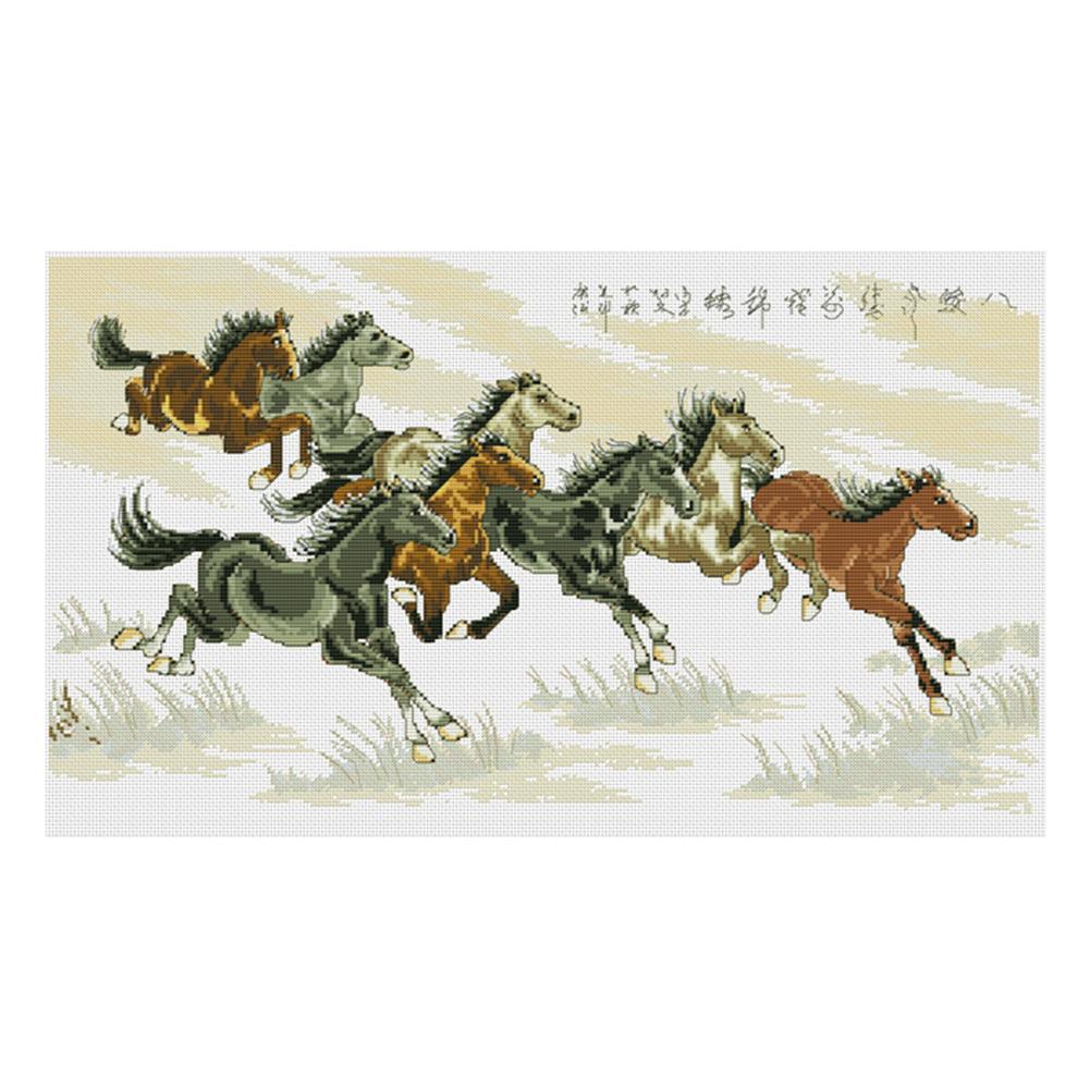 

Eight Horses - 11CT Stamped Cross Stitch - 73*46cm, 501 Original