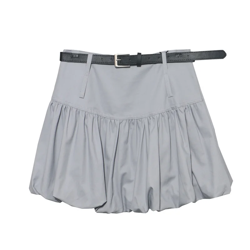 Nigikala Nigikala Shooting Flower Babe Half-Dress Woman 2025 Summer Korean Version Of High-Waisted Pony Skirt Casual A Short Skirt With Belt 8328