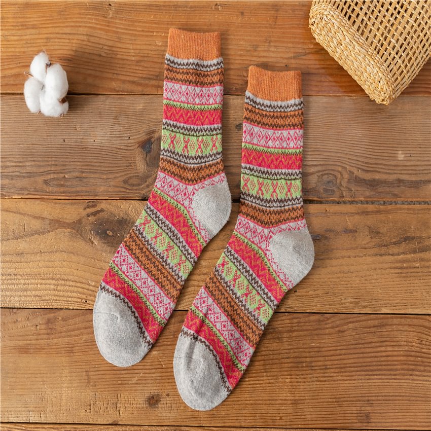 Retro Rabbit Wool Ethnic Style Mid Tube Socks