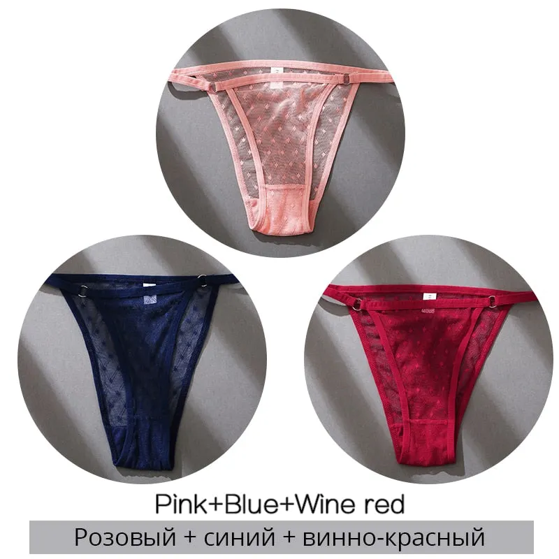 FINETOO M-2XL Sexy Panties Women Dot Lace Bikini Underpants Low Waist Lace Underwear Plus Size Panty Ladies Lingerie Girls Panty