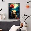 Diamond Painting-DIY Full Round Drill Night Lion Red Rose(40*60M)