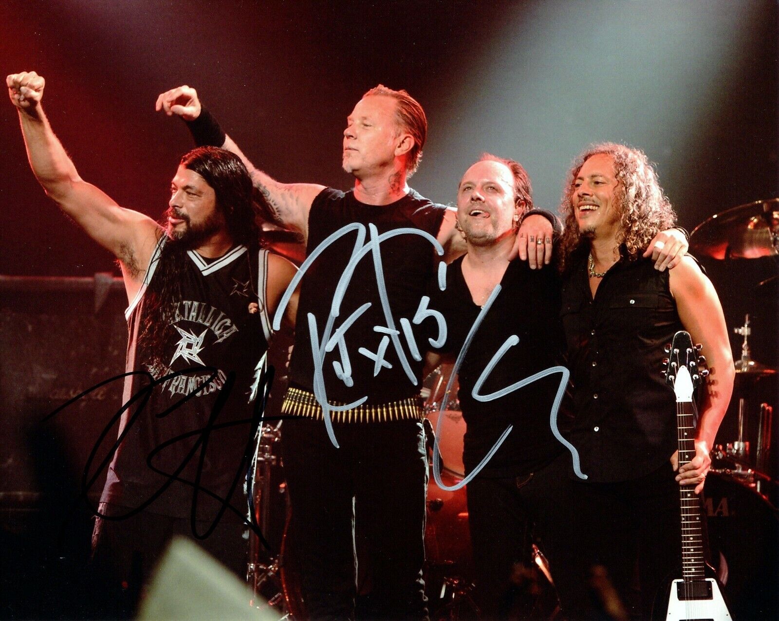 Lars Ulrich, Kirk Hammett, and Robert Trujillo Signed METALLICA 8x10 inch Photo Poster painting