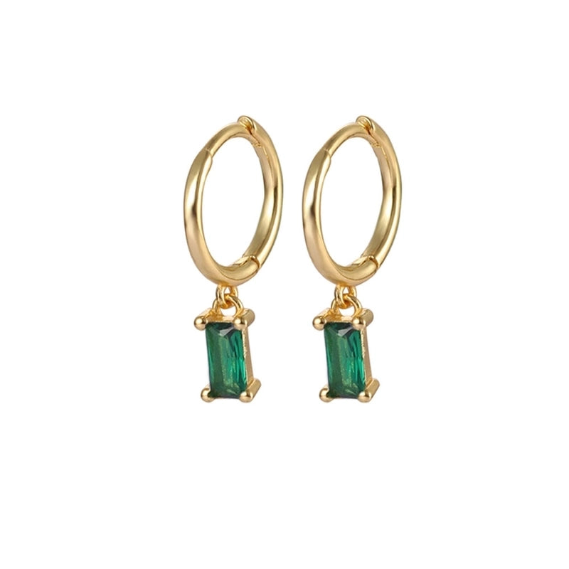 1 Pair White Gold Plated Gold Plated 925 Sterling Silver Zircon Geometric Drop Earrings