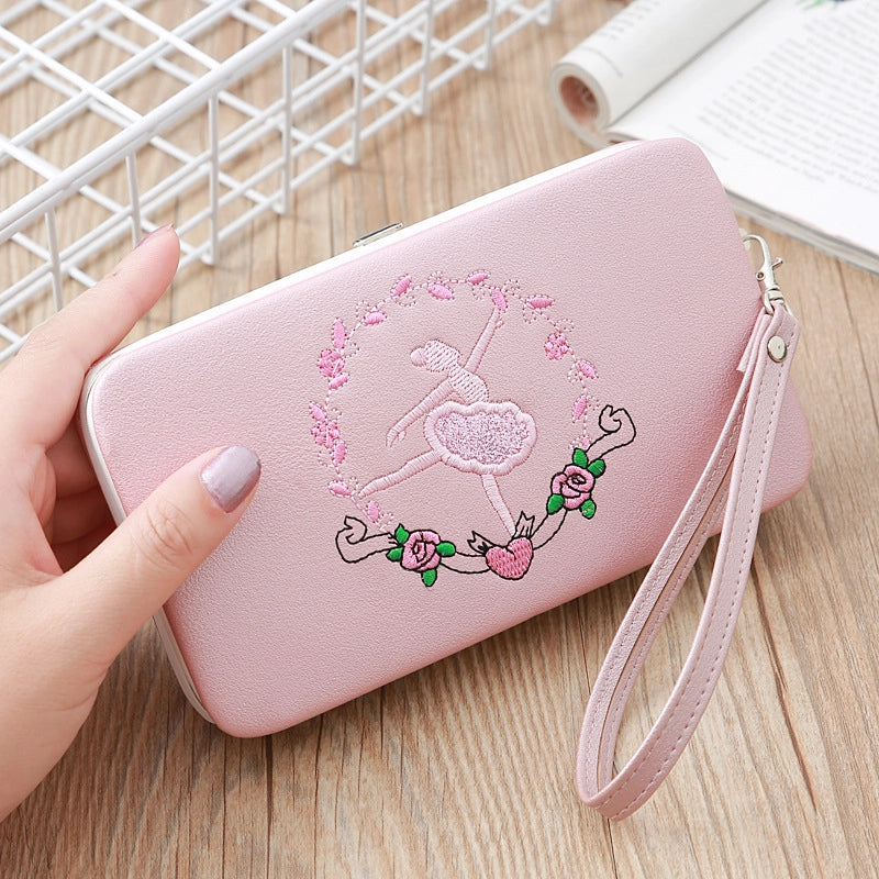 Fashion Long Multifunctional Embroidered Portable Wallet