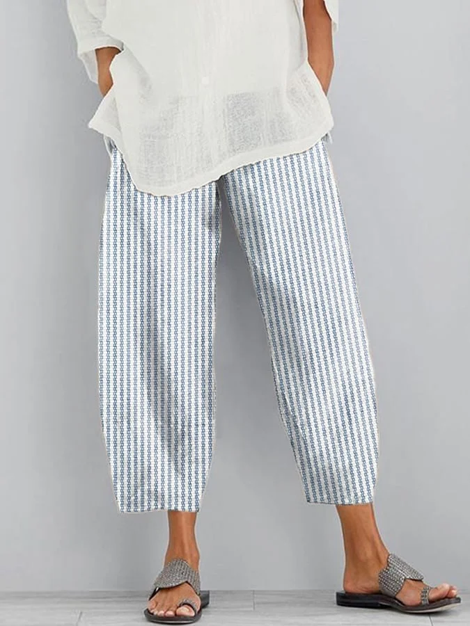 Women's Stripes Print Casual Trousers