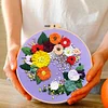 Flower-DIY Embroidery Kit with Pattern Cotton Threads Needles Hoop 30*30cm/11.81*11.81in tapestrymarket