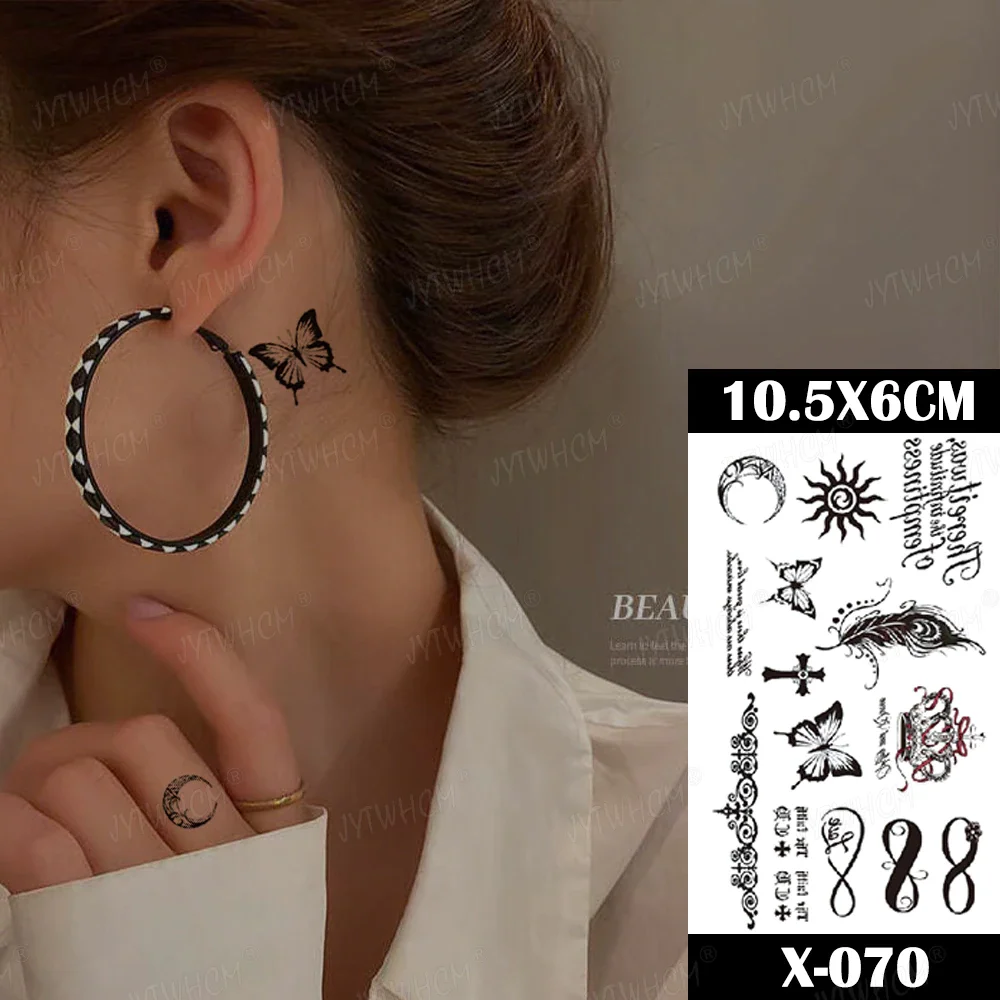 Sdrawing Butterfly Tattoo Women Sexy Waterproof Temporary Tattoo Heart Flame False Tattoo Arm Shoulder Neck Tattoo Women And Men