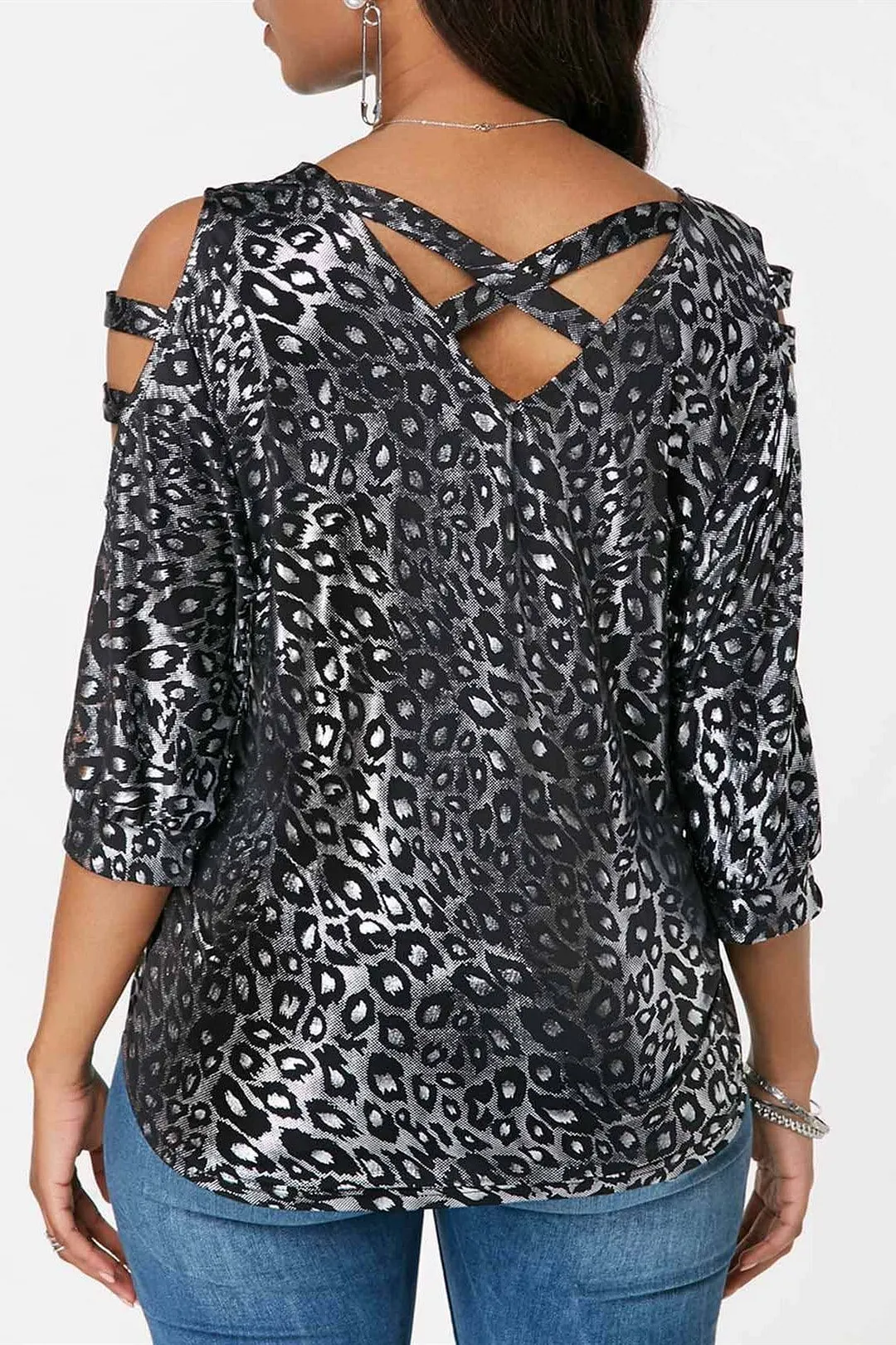 sexy off shoulder print v neck top