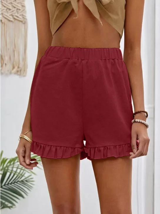 Nigikala Nigikala New Women's Shorts Burst Casual High-Waisted Cotton Straight Trousers
