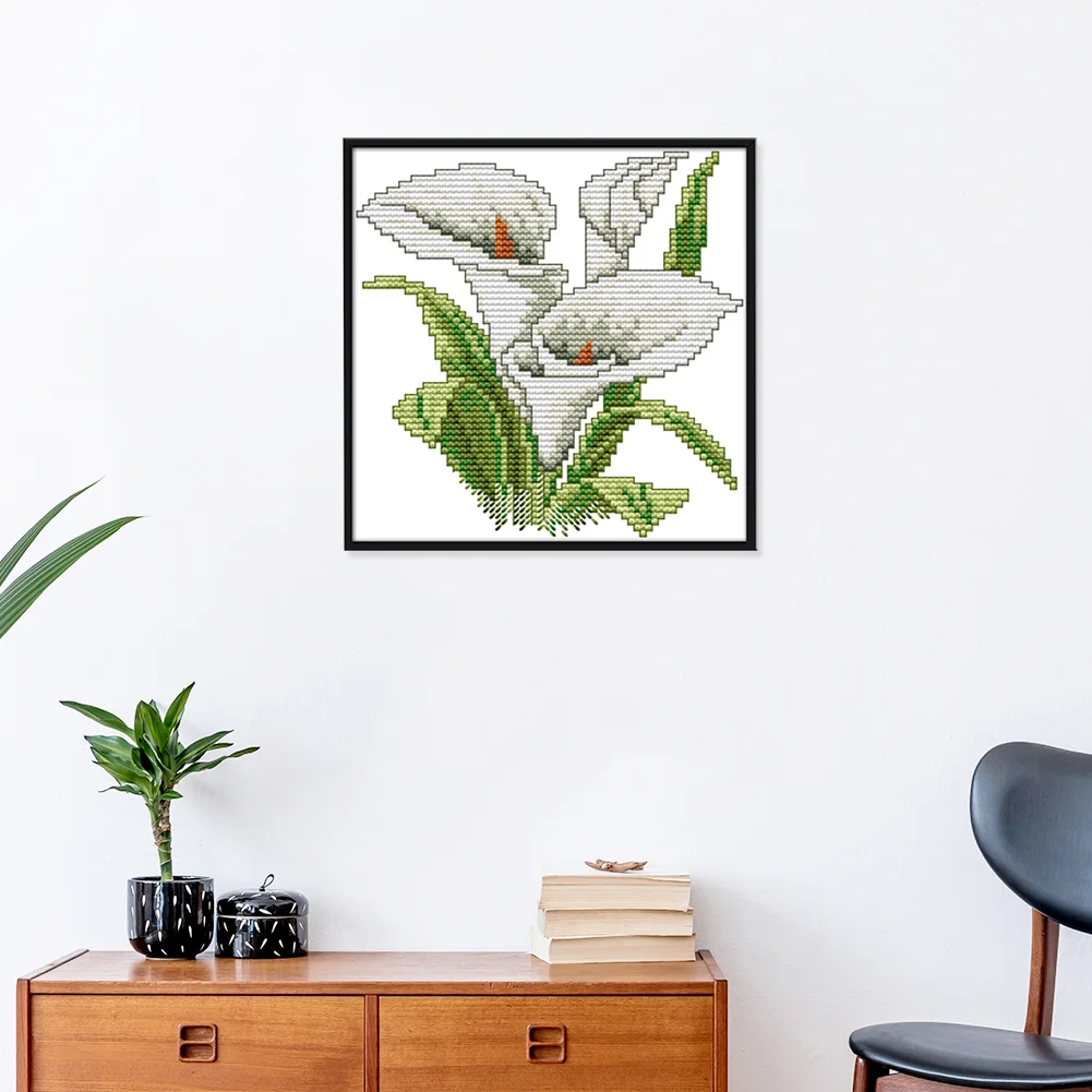 14ct Stamped Cross Stitch - White Flower(17*17cm)