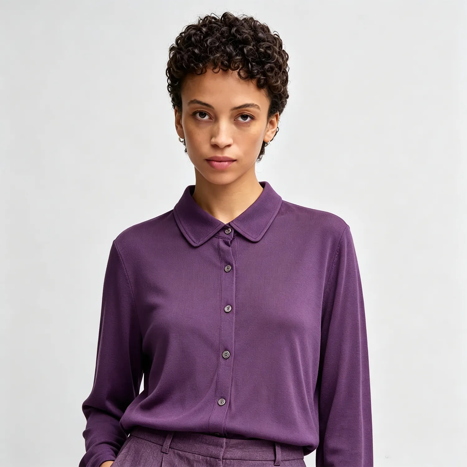 Women's Mulberry Silk Cardigan Relaxed Fit Mock Neck Long Sleeve REAL SILK LIFE