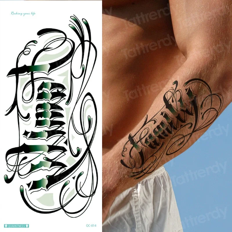 Black Stylish 3D New Man's Half Sleeve Arm Temporary Totem Tattoo Stickers Mechanical Body Art Tatoos for Boys Mens Armband