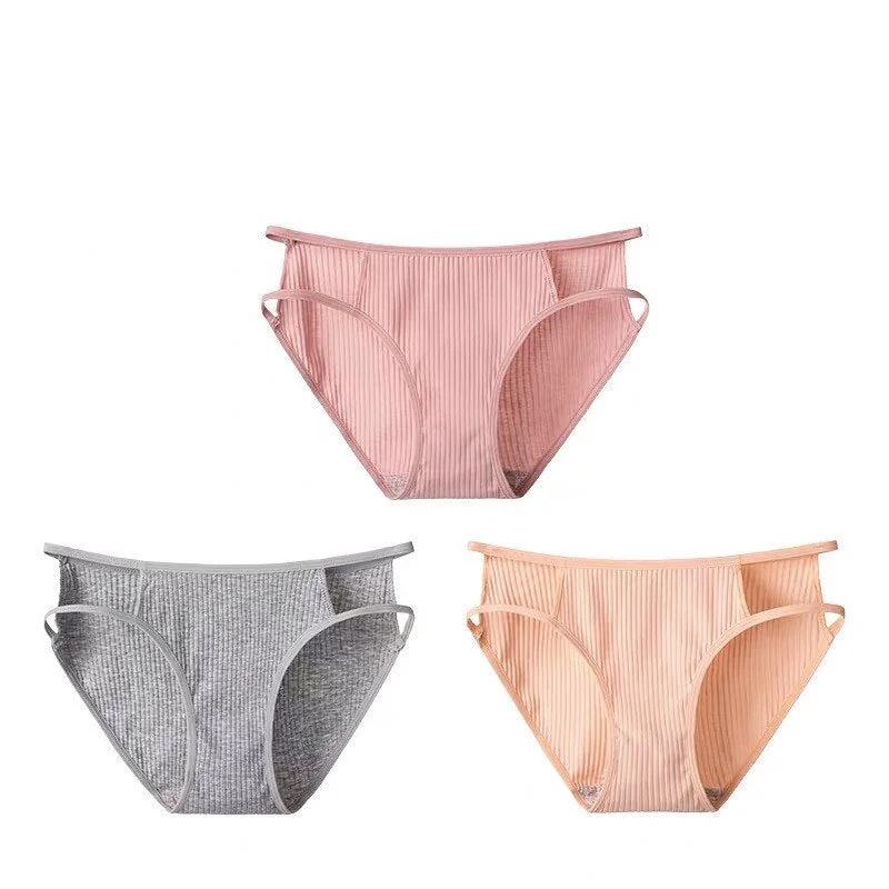 3PCS/Set Fashion Cotton Underwear Women's Panties Comfort Underpants Hollow Out Briefs For Woman Sexy Low-Rise Pantys Intimates