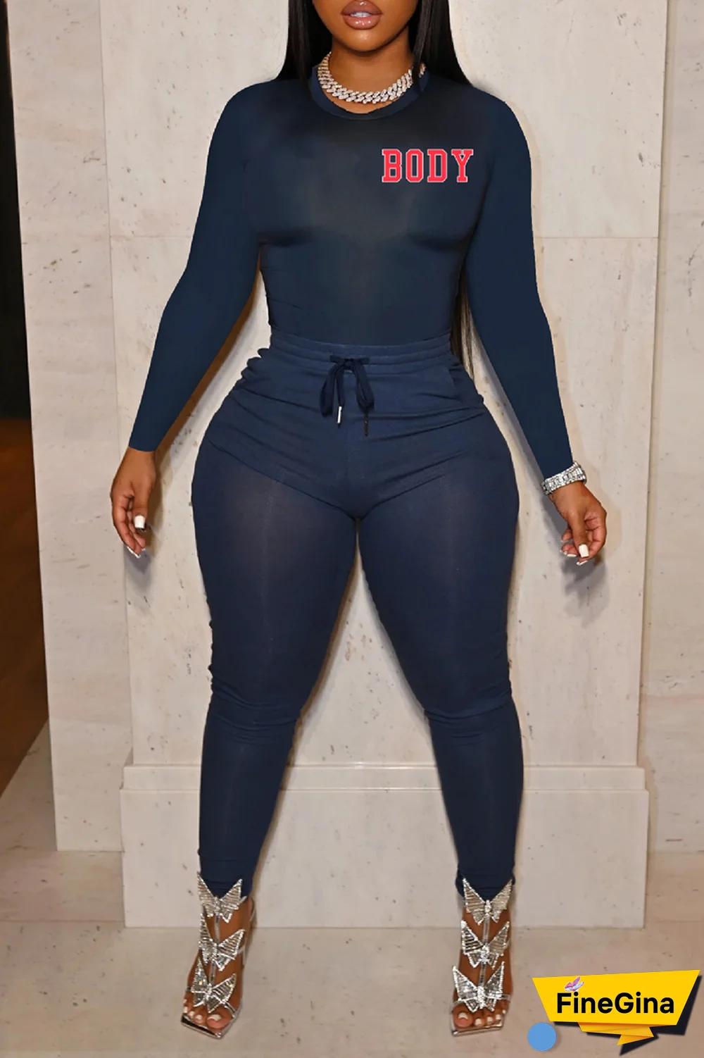 Pink Casual Print Patchwork O Neck Long Sleeve Two Pieces