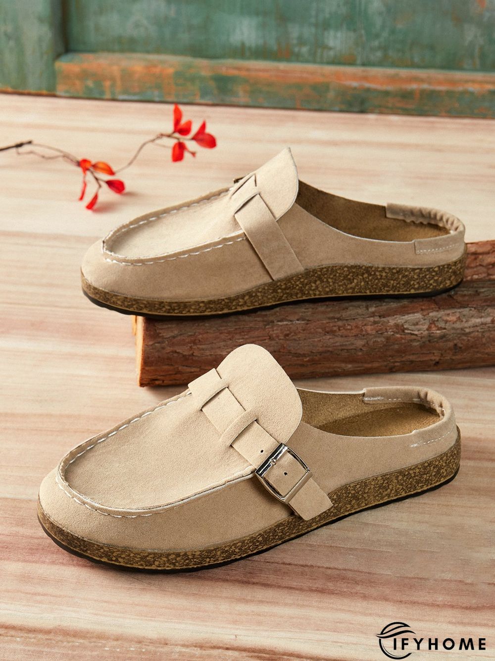 Women Soft Sole Casual Comfy Leather Slip On Sandals | IFYHOME