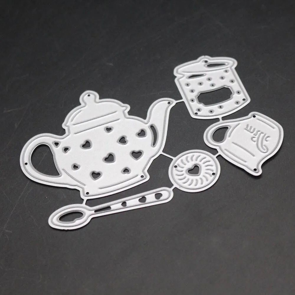 Tea Set Metal Cutting Dies Stencil Teapot Cup Spoon Decoration Die Cut Christmas Scrapbooking 2019 New Craft Stamps And Dies