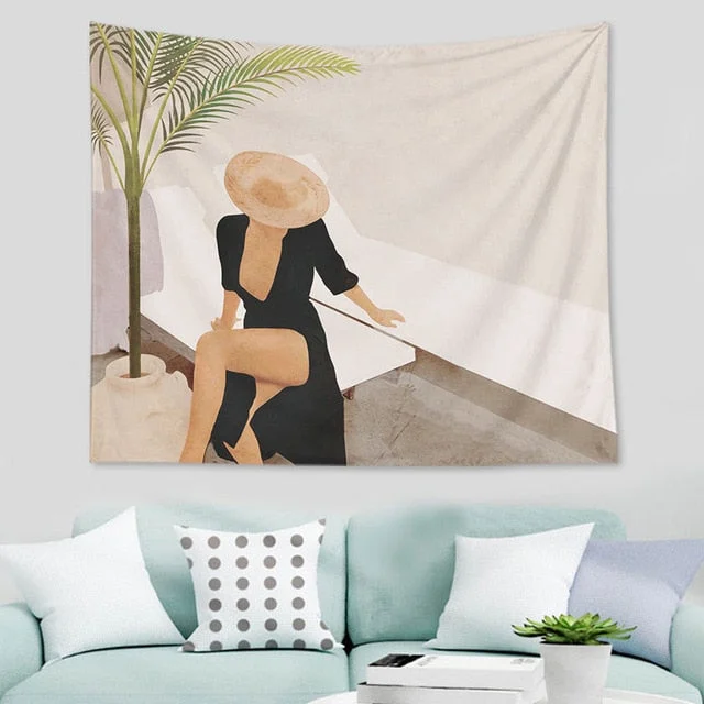 Abstract nordic Geometric Tapestry Tropic Modern Art Brown Wall Hanging ins Tapestry Decorative Tapestry For Home Decoration