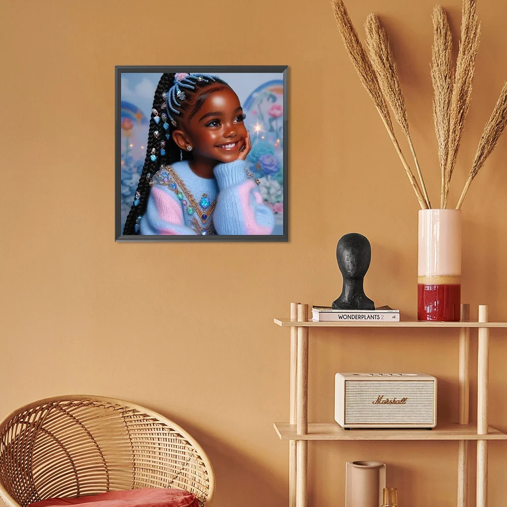 Diamond Painting - Full Round Drill - Black Girl(Canvas|30*30cm)