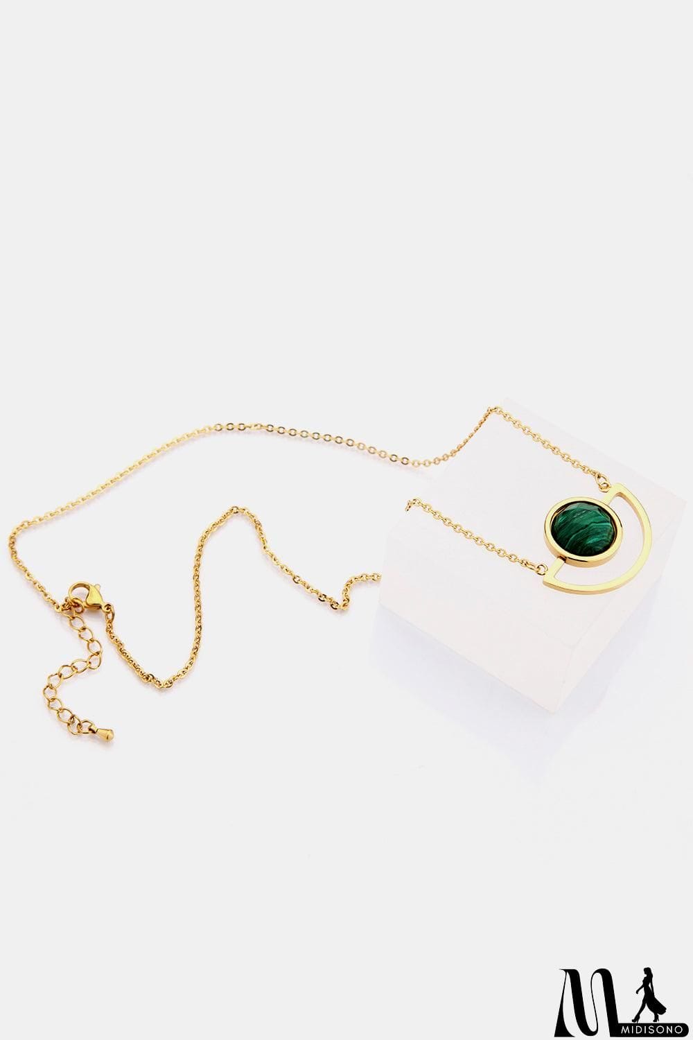 MidiSono - Geometric Inlaid Stone Pendant Necklace