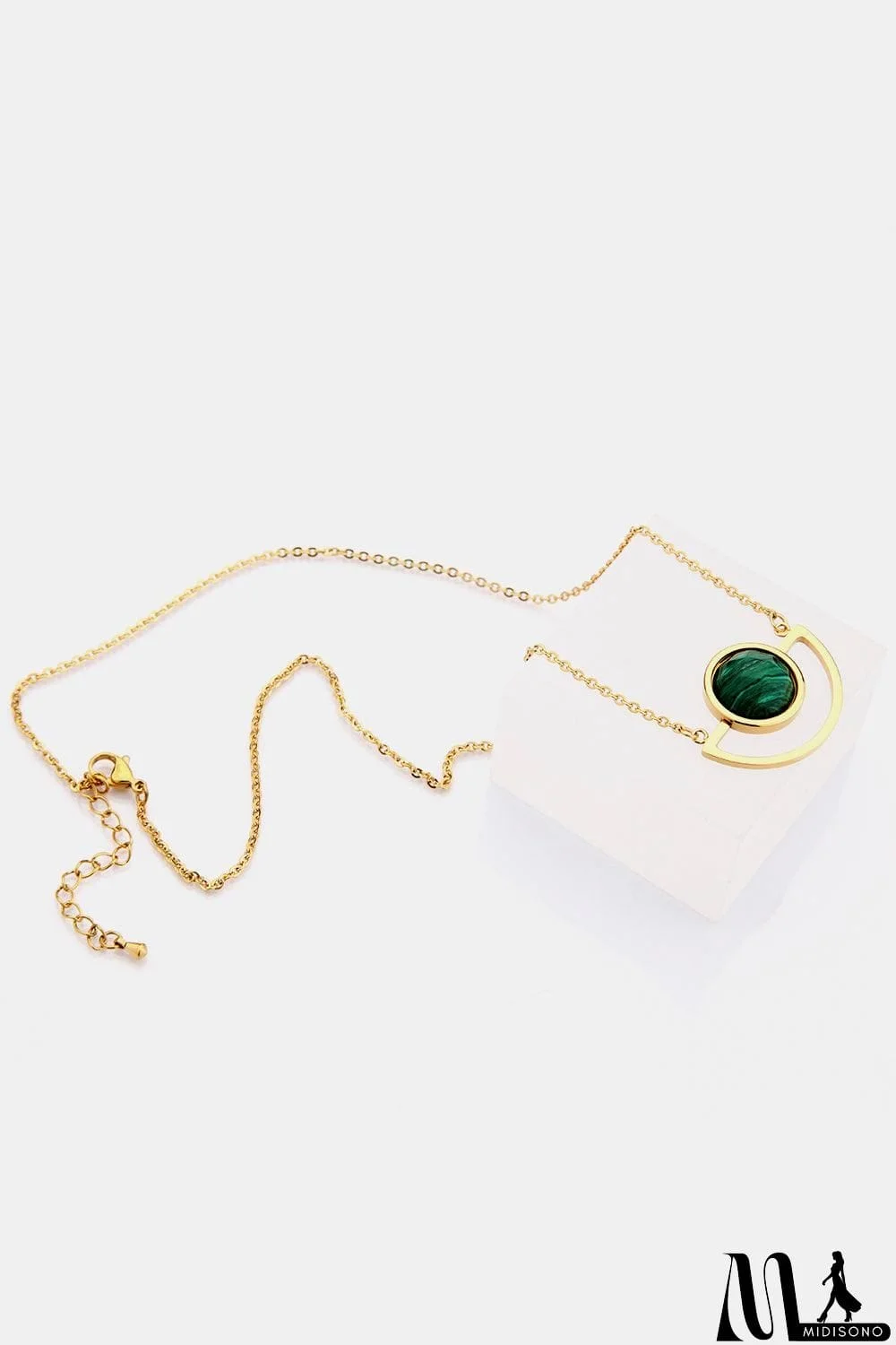 MidiSono - Geometric Inlaid Stone Pendant Necklace