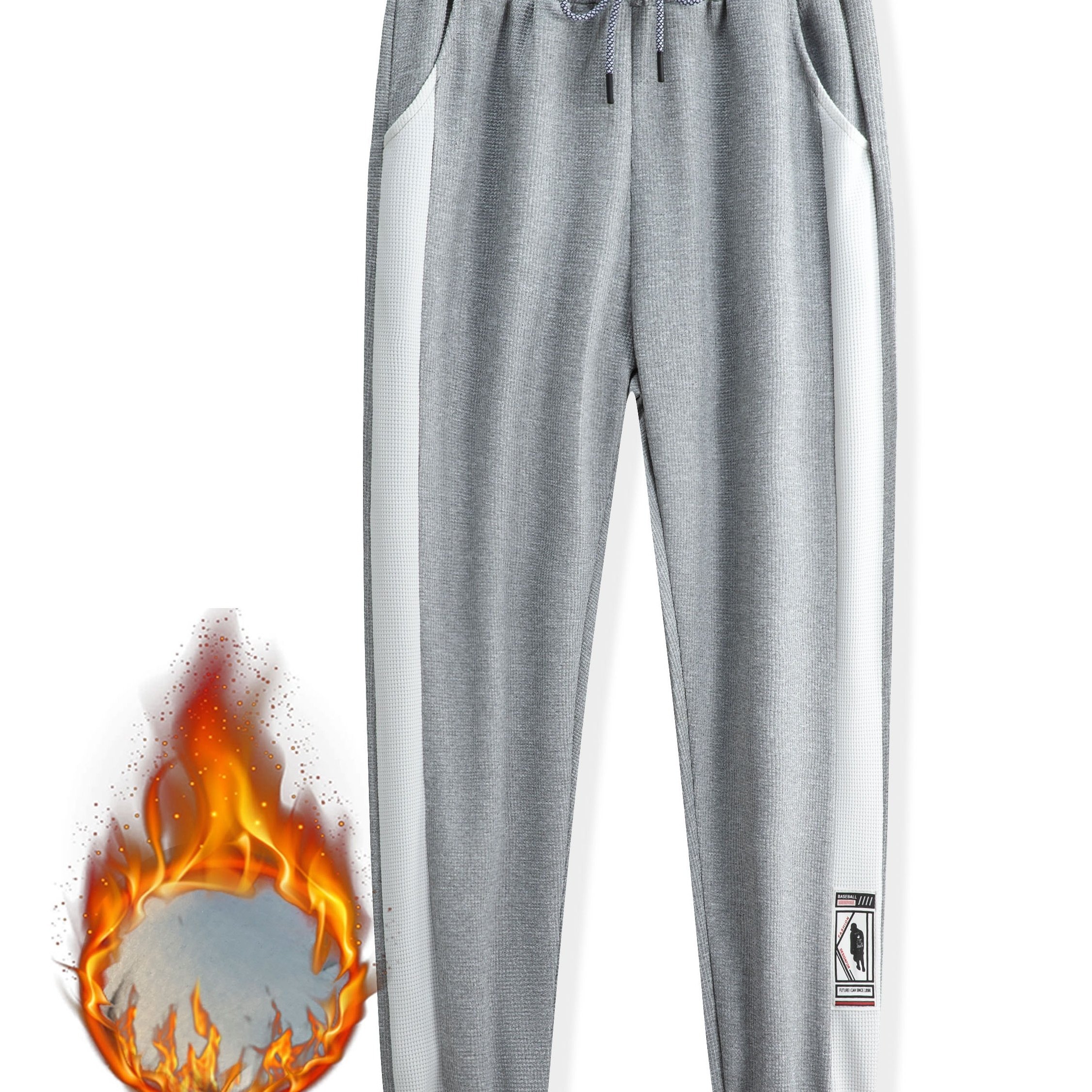 Men's Warm Waffle Pattern Joggers, Casual Stretch Sports Pants For Fall Winter