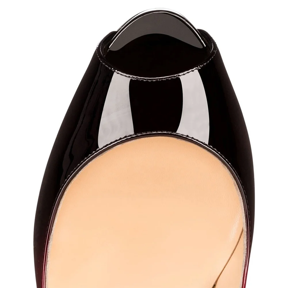 6" Platform Peep Toe Sky High Pumps Patent Shoes-MERUMOTE
