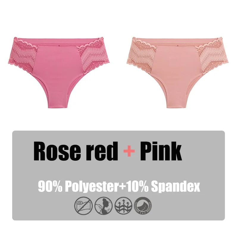 2PCS/Set Women Panties Lace Underwear Briefs Seamless Panties Sexy Lingerie for Female Intimates Underpants Floral Lace Pantys