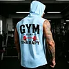 Men's Casual Street Gym Is My Therapy Graphic Hooded Tank Top by Inlyline