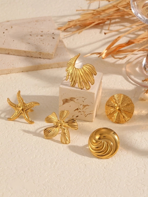 1 Piece Elegant Vintage Style Classic Style Irregular Circle Flower 304 Stainless Steel Open Rings