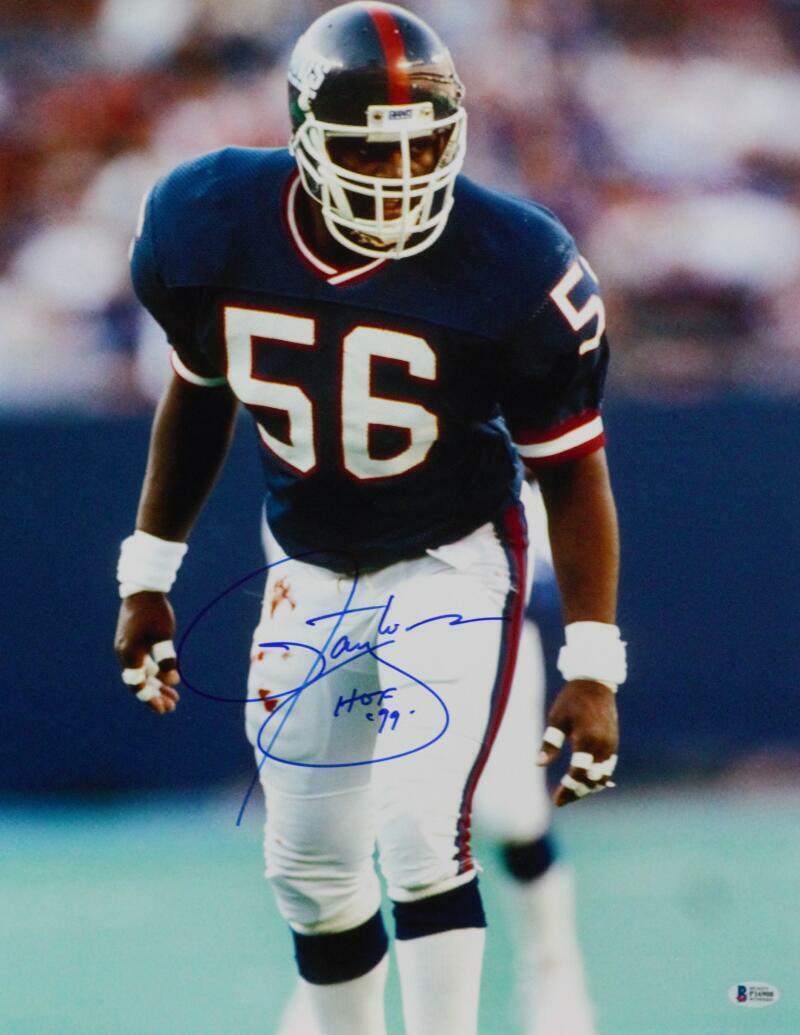 Lawrence Taylor Signed Giants 16x20 FP Bloody Pants Photo Poster painting w/HOF - Beckett W Auth