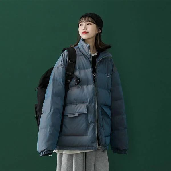 Winter The New Fashion Letter Print Stand Collar Keep Warm Women Short Coat