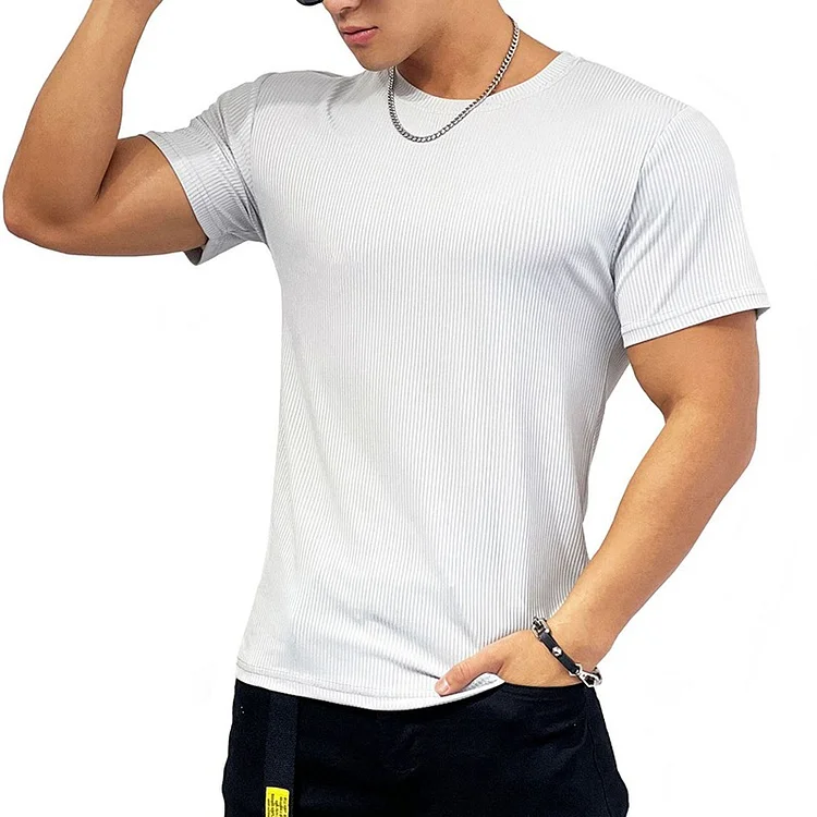 Traceeye 2025 New Men's T-shirt summer men's sports T-shirt trend round neck short sleeve men's fitness training quick dry tops