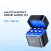 AA Lithium Battery Charging Case Set, 1.5V 3600mAh, 8-Slot AA Lithium Battery Charger, 3C Safety Certified Batteries