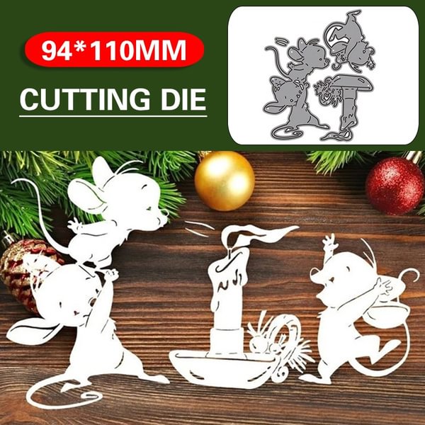 Christmas Three Mice Metal Cutting Dies Knife Stencils Scrapbooking Album Card Craft