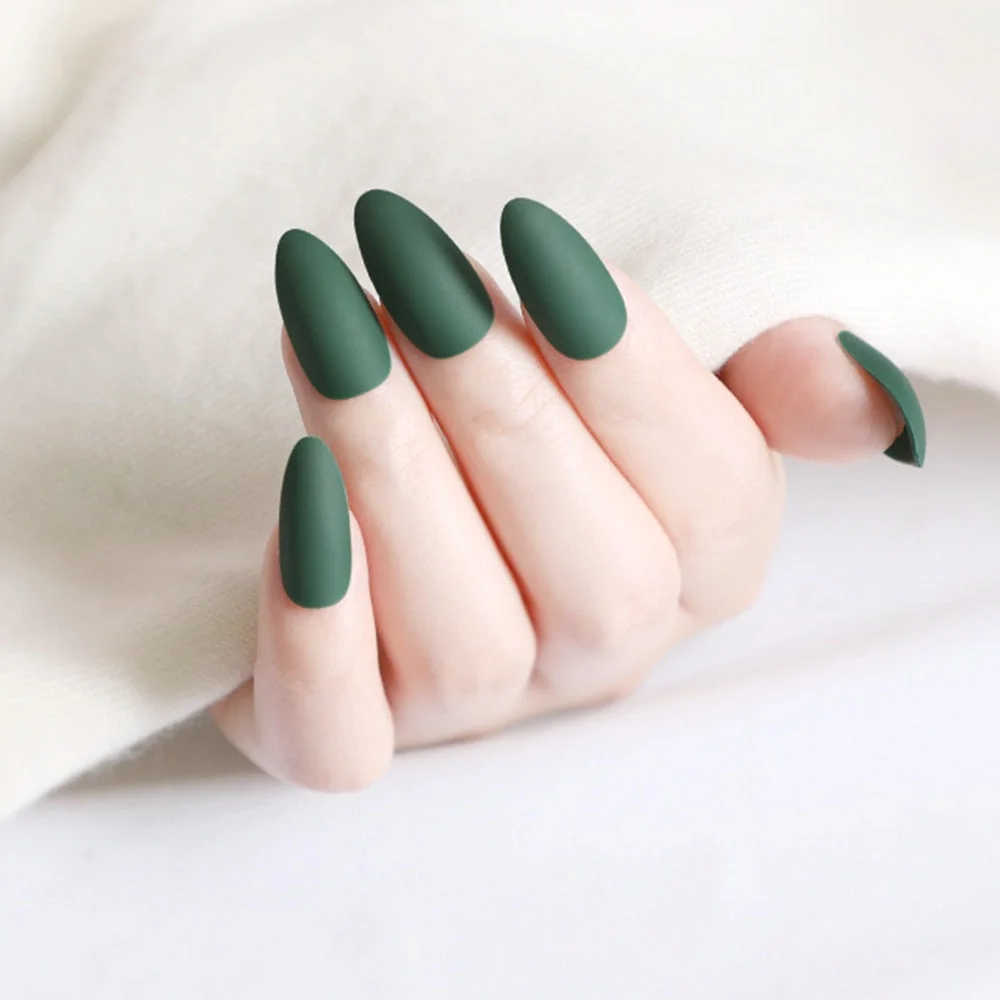 24Pcs Matte Dark Brown Artificial Fake Nails Long Stiletto False Nails For Design DIY Fingernails Art Tip Manicure Tool-Nail Inspo