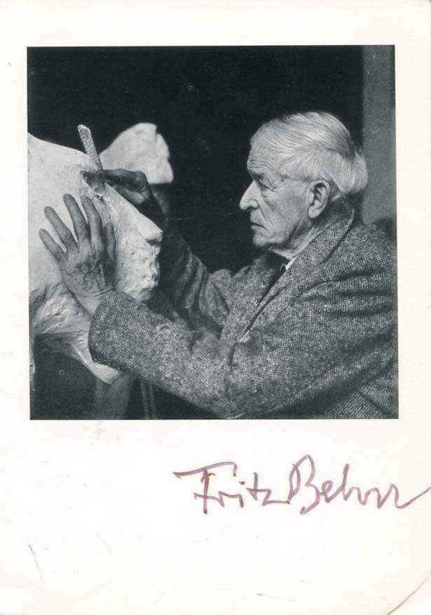 German sculptor Fritz Behn autograph, signed Photo Poster painting