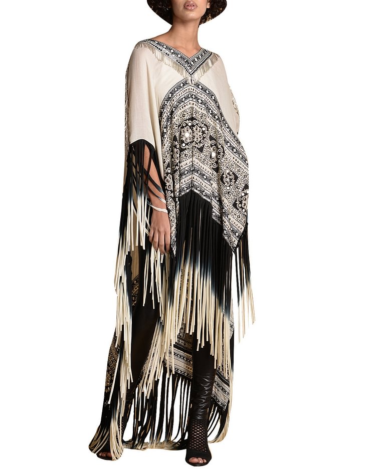 Monochrome Tribal Pattern Kaftan